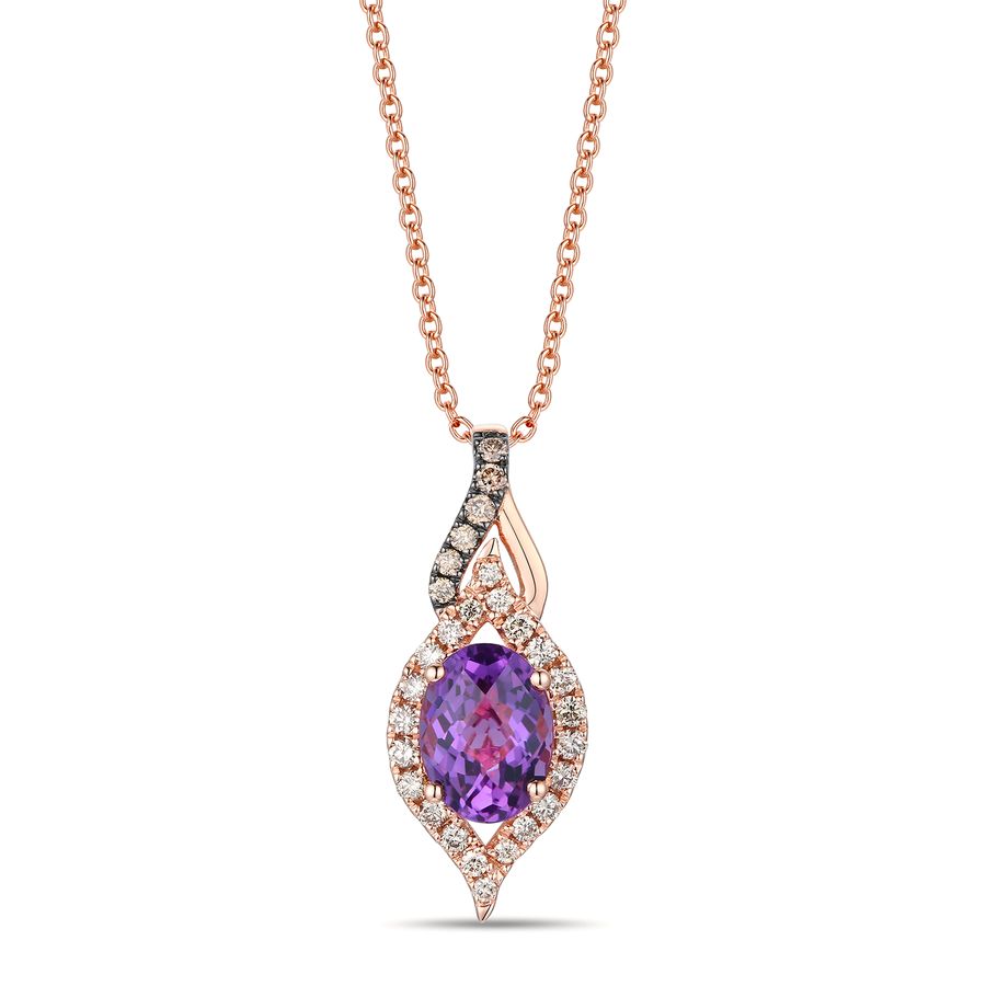 14K WHITE GOLD DIAMOND AMETHYST PENDANT