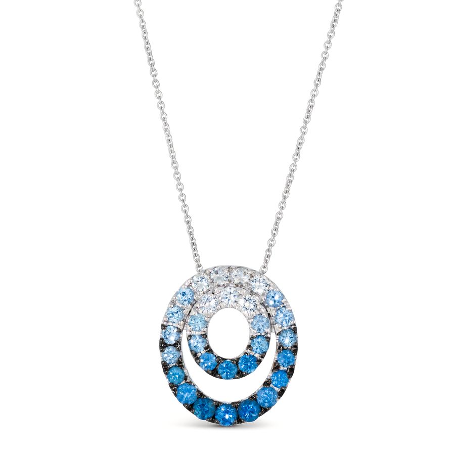 14K WHITE GOLD SAPPHIRE OMBRE, WHITE SAPPHIRE PEND
