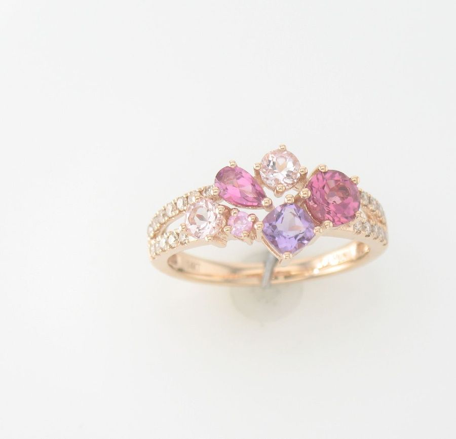 14K STRAWBERRY GOLD DIAMOND PINK MORGANITE, PINK T