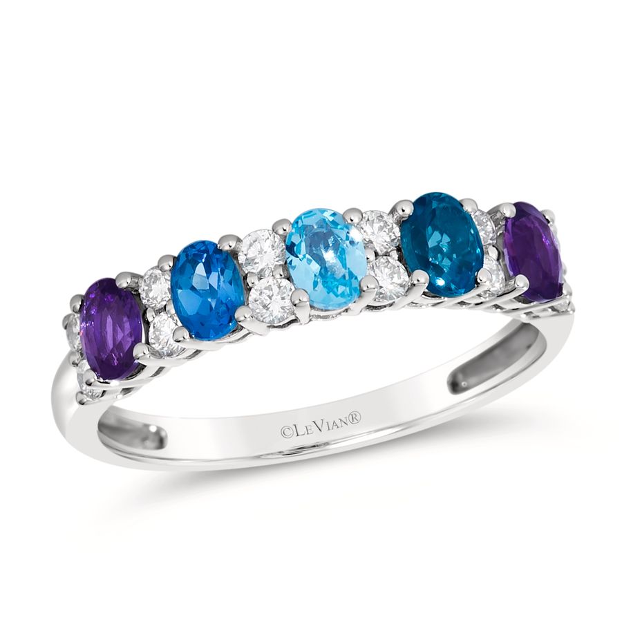 14K WHITE GOLD DIAMOND LONDON BLUE TOPAZ, BLUE TOP