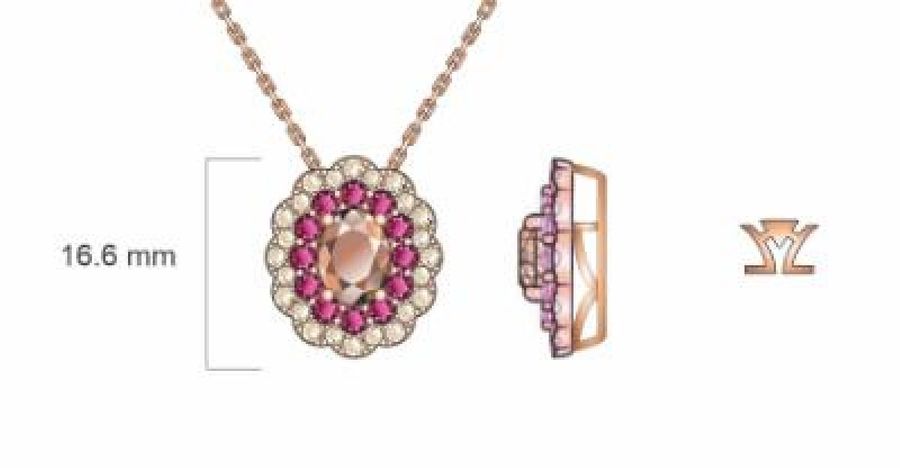 14K STRAWBERRY GOLD DIAMOND MORGANITE, PINK SAPPHI
