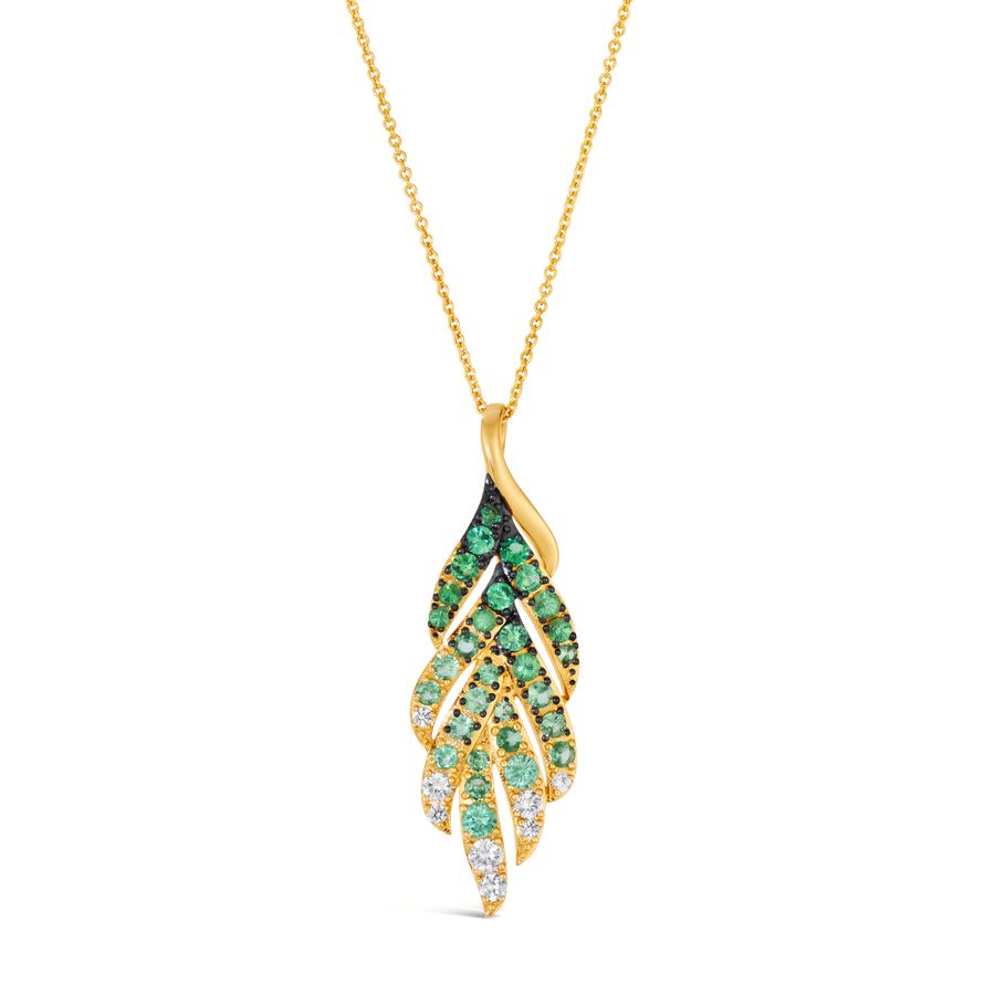 14K YELLOW GOLD TSAVORITE OMBRE, WHITE SAPPHIRE PE