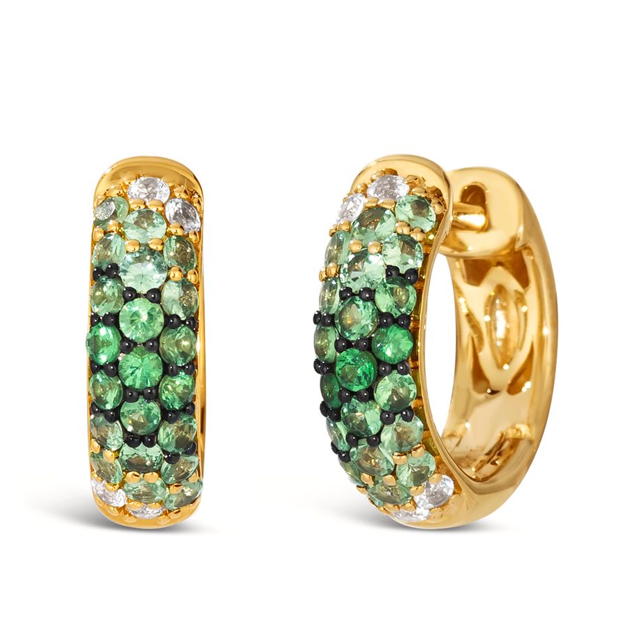 14K YELLOW GOLD TSAVORITE OMBRE, WHITE SAPPHIRE EA