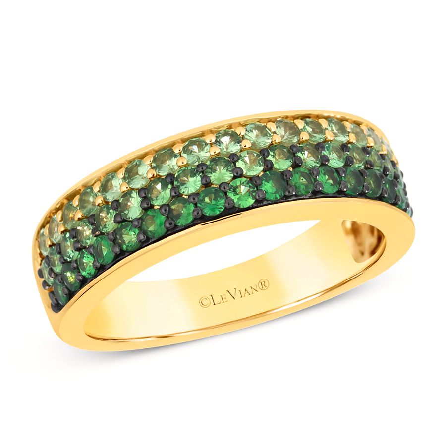 14K YELLOW GOLD TSAVORITE OMBRE RING
