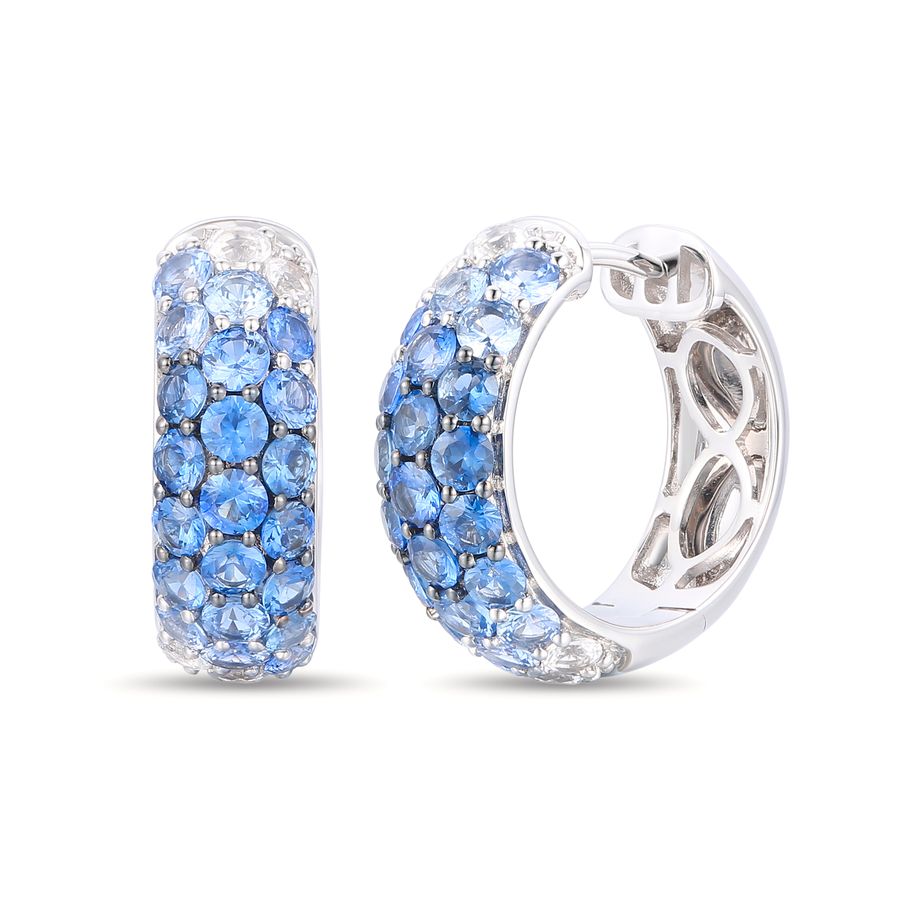 14K WHITE GOLD SAPPHIRE OMBRE, WHITE SAPPHIRE EARR