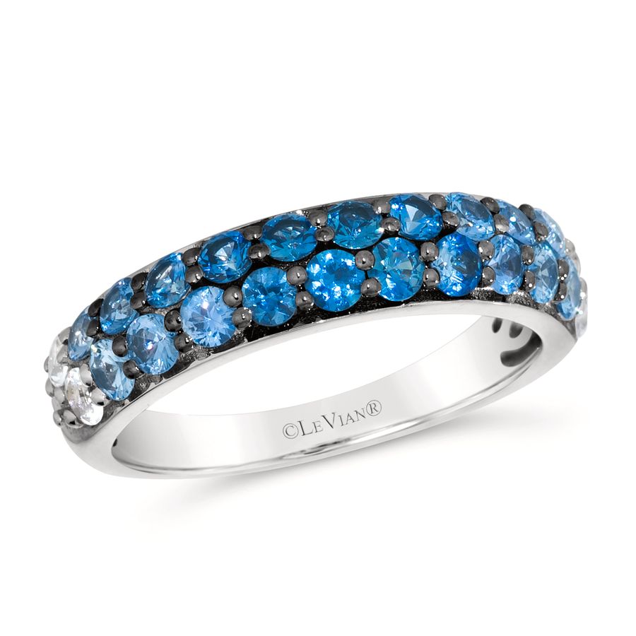 14K WHITE GOLD SAPPHIRE OMBRE RING