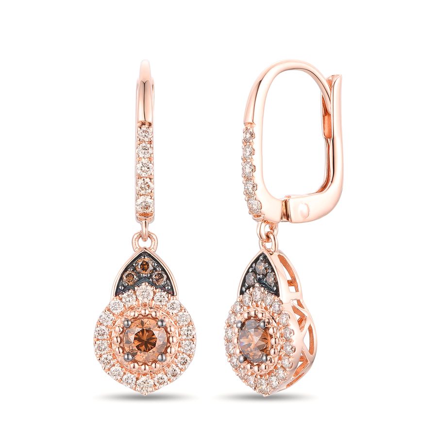 14K STRAWBERRY GOLD DIAMOND  EARRINGS