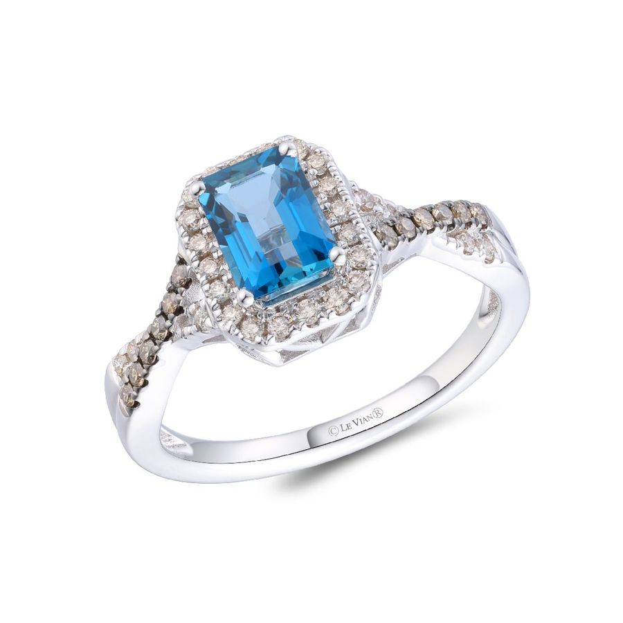 14K WHITE GOLD DIAMOND LONDON BLUE TOPAZ RING