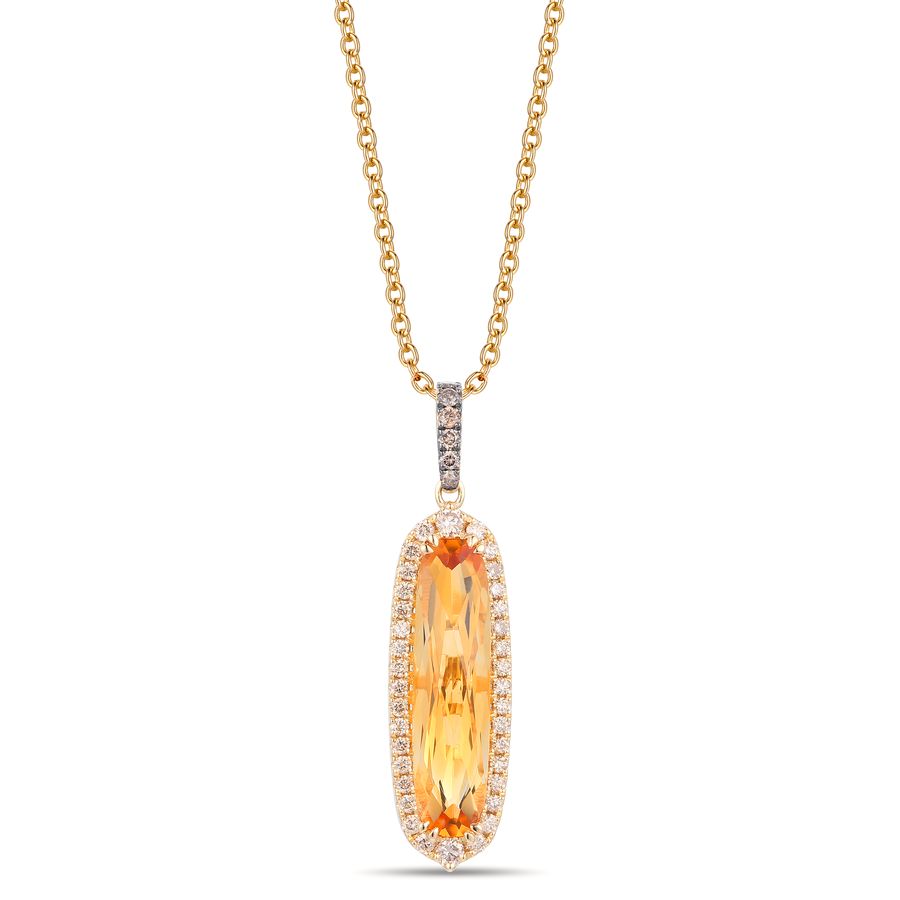 14K YELLOW GOLD DIAMOND CITRINE PENDANT