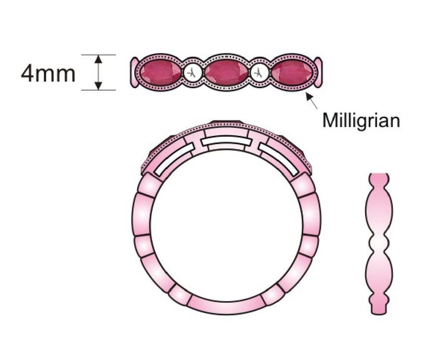 14K WHITE GOLD DIAMOND RUBY RING