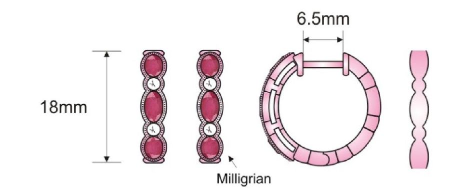 14K WHITE GOLD DIAMOND RUBY EARRINGS