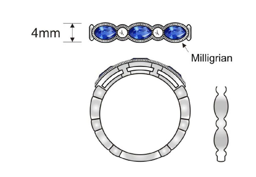 14K WHITE GOLD DIAMOND SAPPHIRE RING