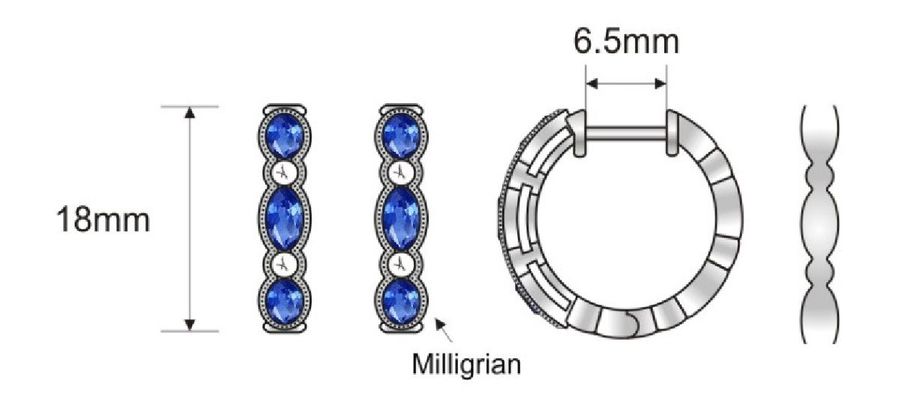 14K WHITE GOLD DIAMOND SAPPHIRE EARRINGS