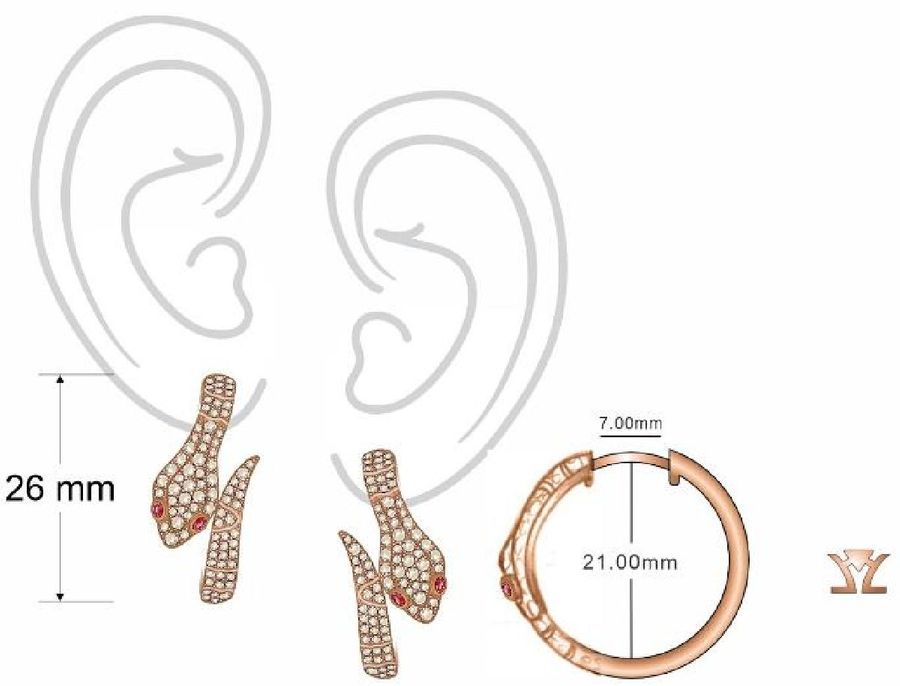 14K STRAWBERRY GOLD DIAMOND RUBY EARRINGS