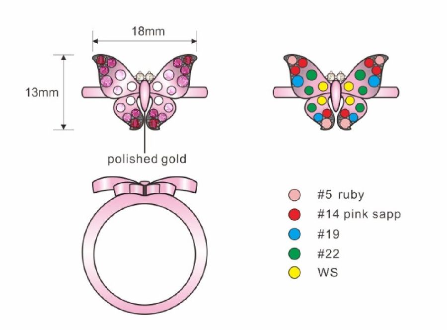14K STRAWBERRY GOLD DIAMOND PINK SAPPHIRE OMBRE, W
