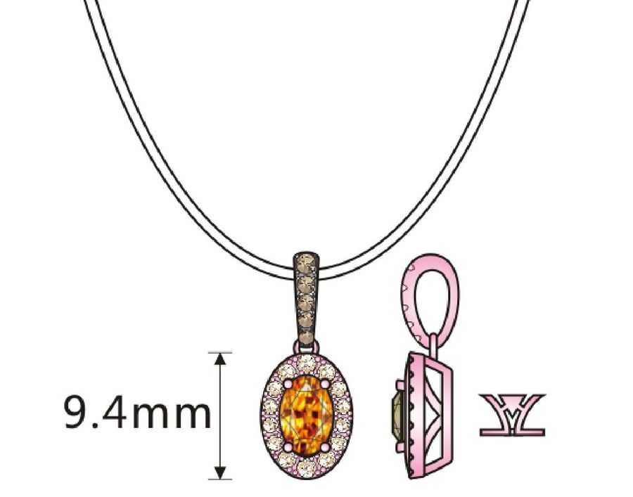 14K YELLOW GOLD DIAMOND FIRE OPAL PENDANT