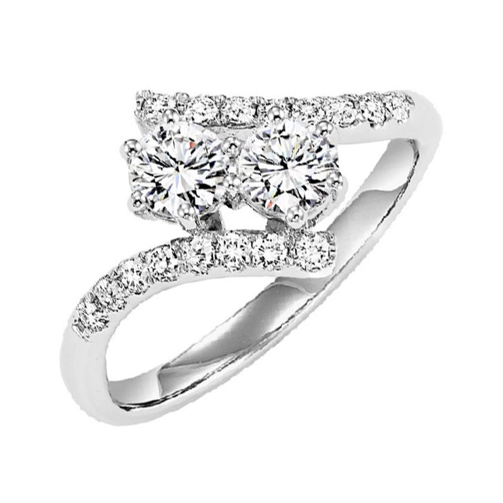 14Kt White Semi Mount 1/4Ctw For 3/4Ctw Round Center