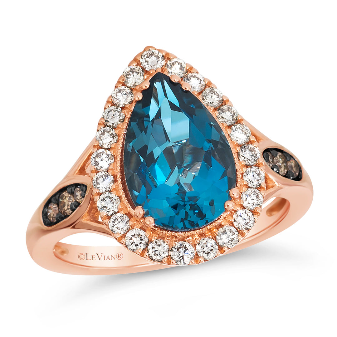 Strawberry Gold®Deep Sea Blue Topaz™RING