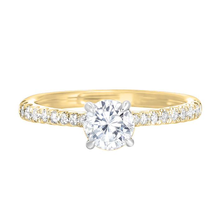 A vibrant micro pave set diamond provides an endless sparkle with the center focused look.