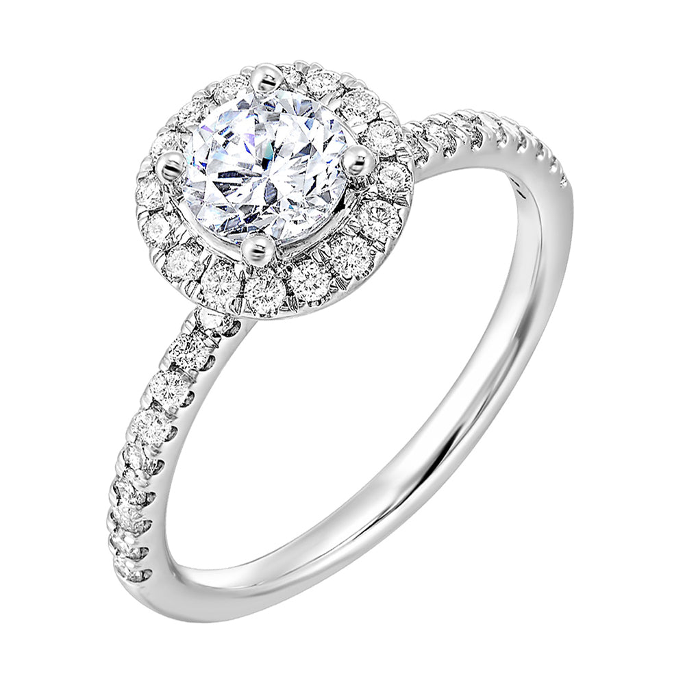14Kt White Semi Mount 3/8Ctw For 3/4Ctw Round Center