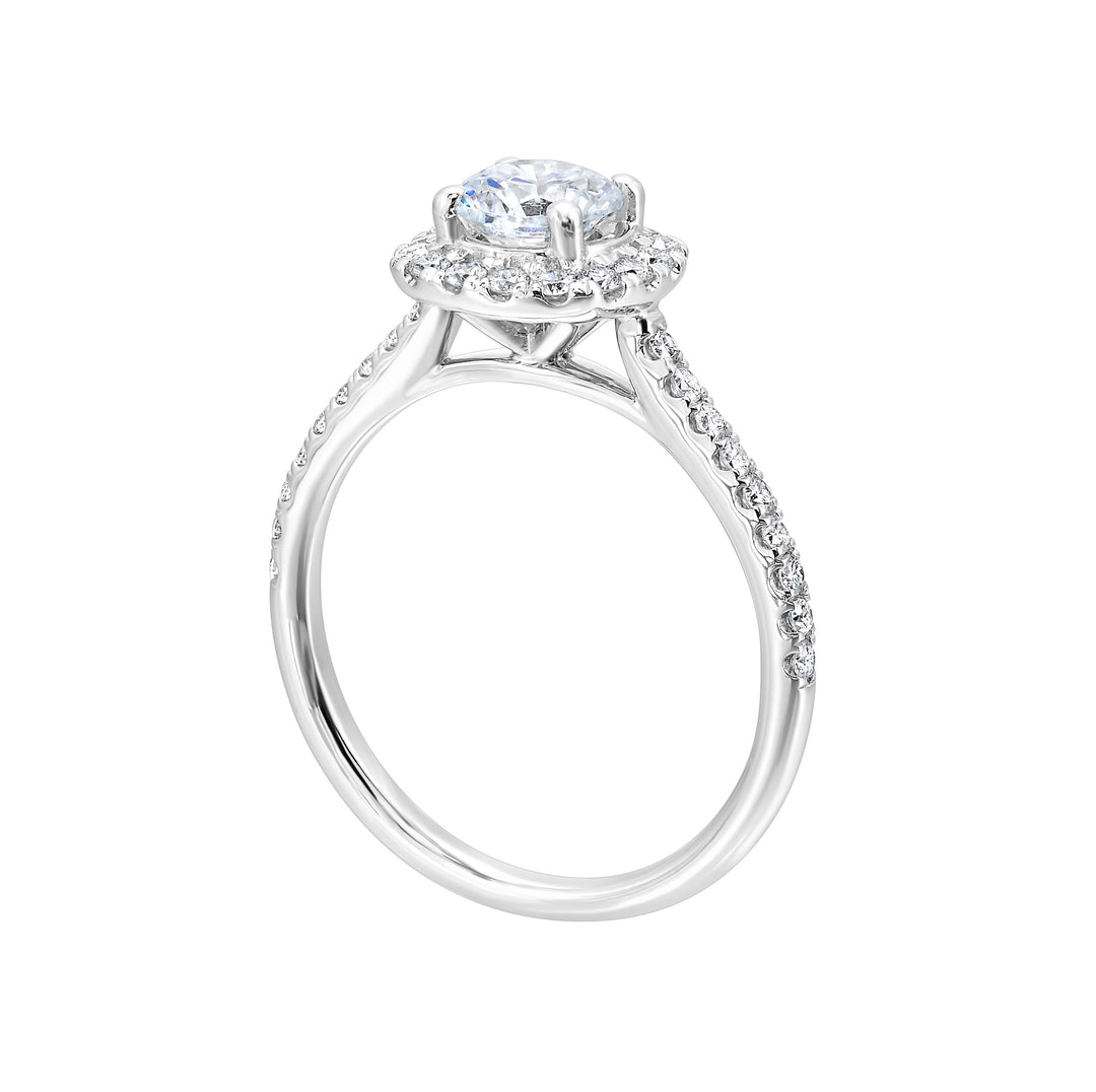 14Kt White Semi Mount 1/3Ctw For 3/4Ctw Round Center