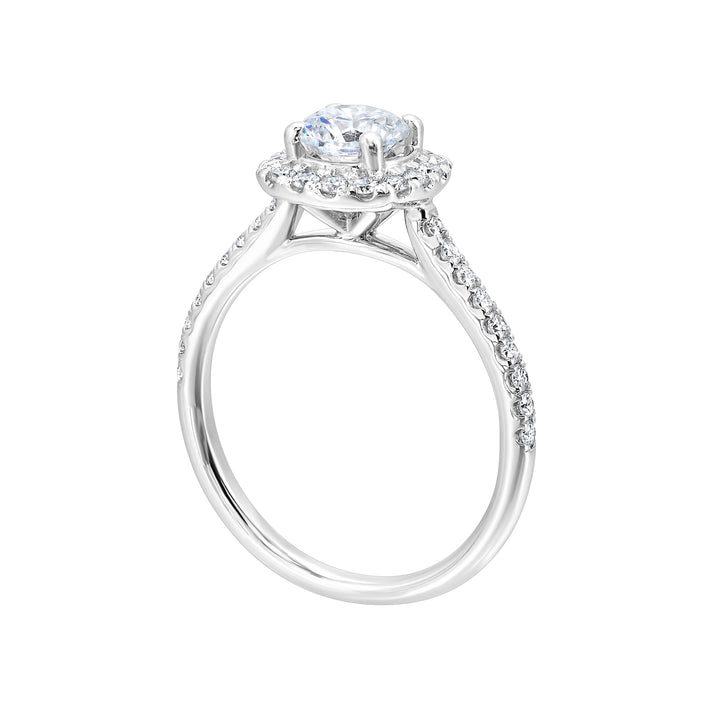 14Kt White Semi Mount 1/3Ctw For 3/4Ctw Round Center