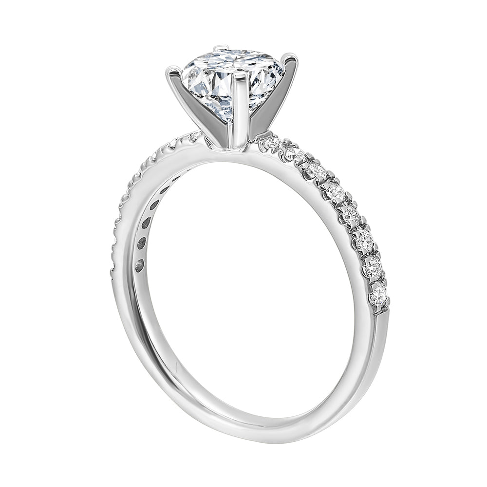 14Kt White Semi Mount 1/3Ctw For 1 1/2Ctw Round Center