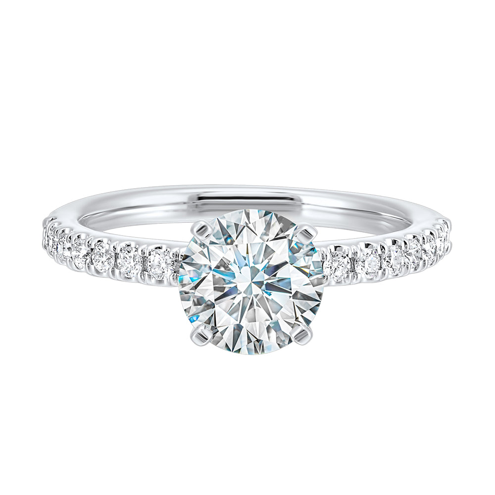 14Kt White Semi Mount 1/3Ctw For 1 1/2Ctw Round Center