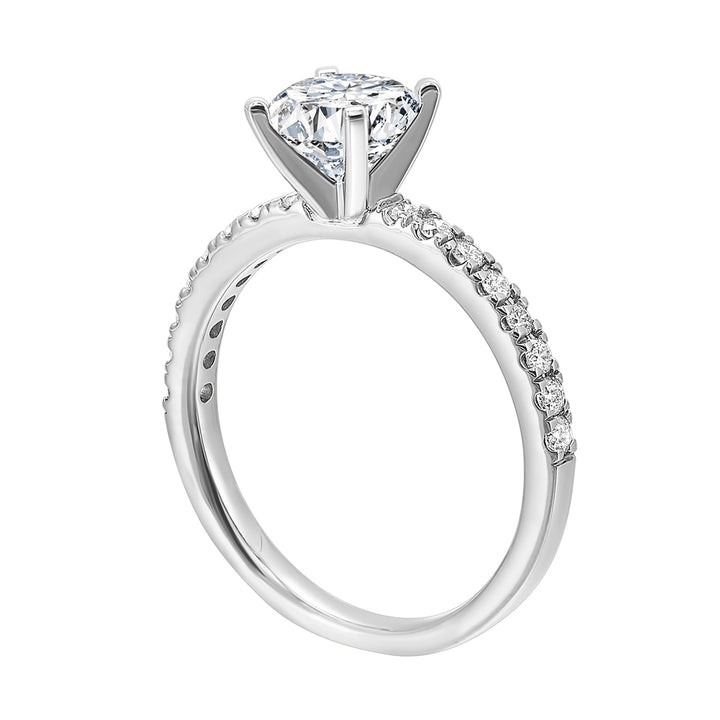 14Kt White Semi Mount 3/8Ctw For 3Ctw Round Center