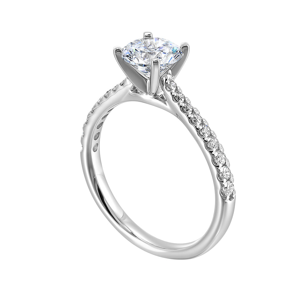 14Kt White Semi Mount 1/4Ctw For 1 1/2Ctw Round Center