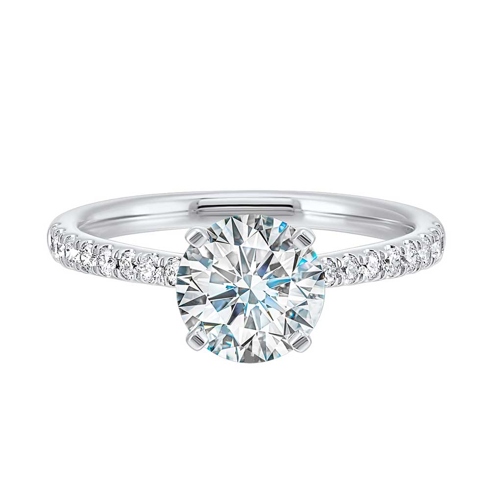 14Kt White Semi Mount 1/4Ctw For 1 1/2Ctw Round Center