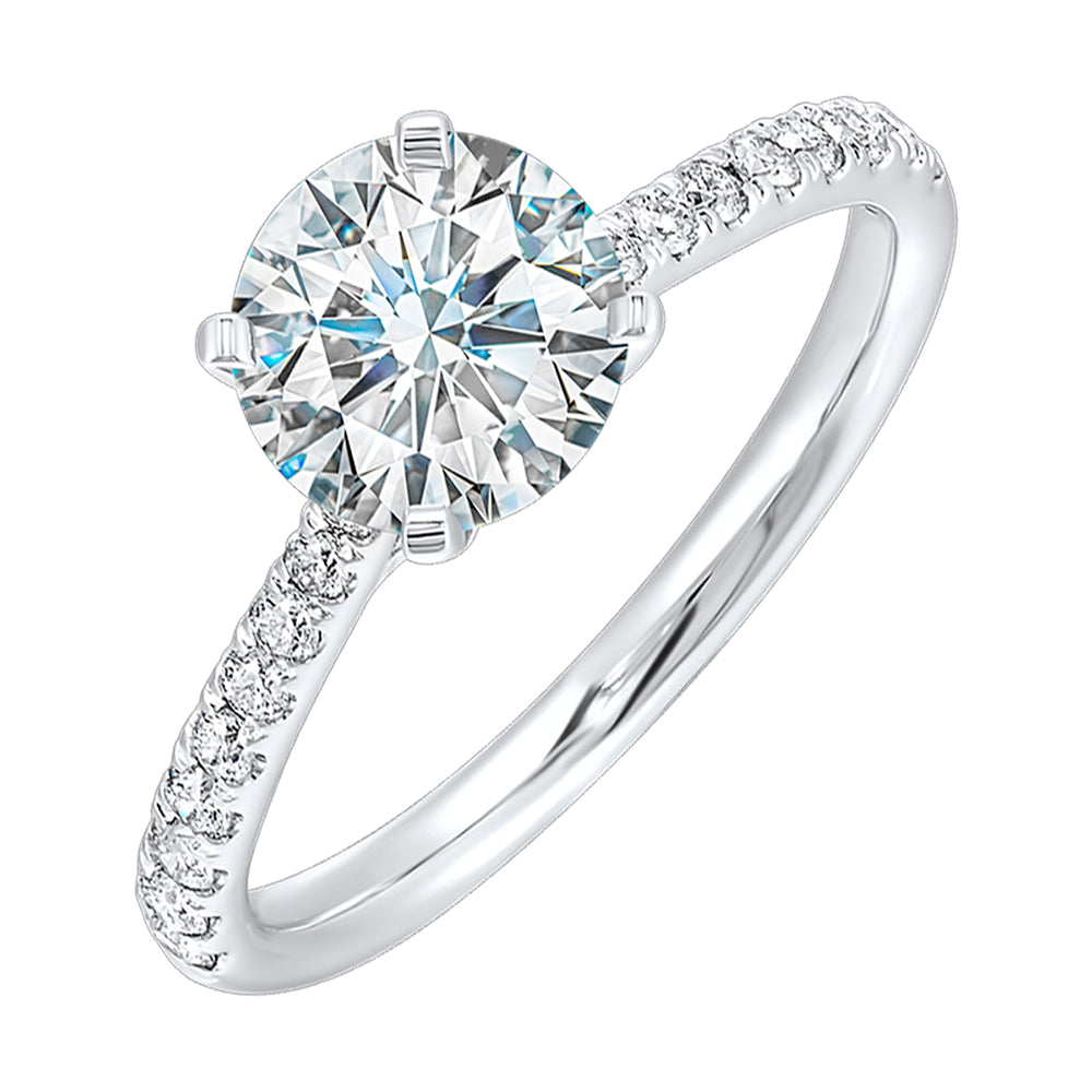 14Kt White Semi Mount 1/3Ctw For 2Ctw Round Center