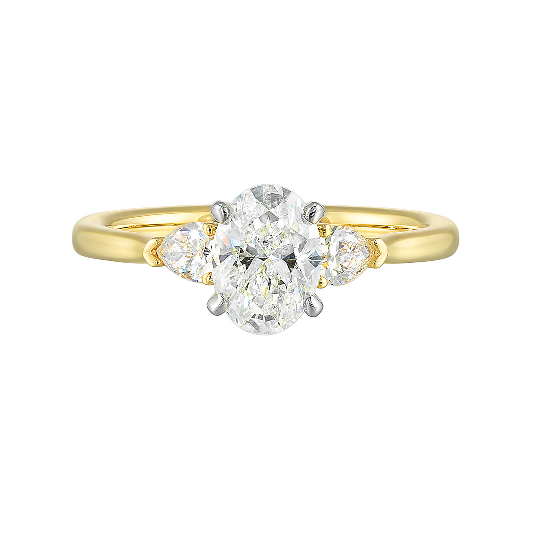 14Kt White Yellow Semi Mount 1/3Ctw For 1Ct Oval Center