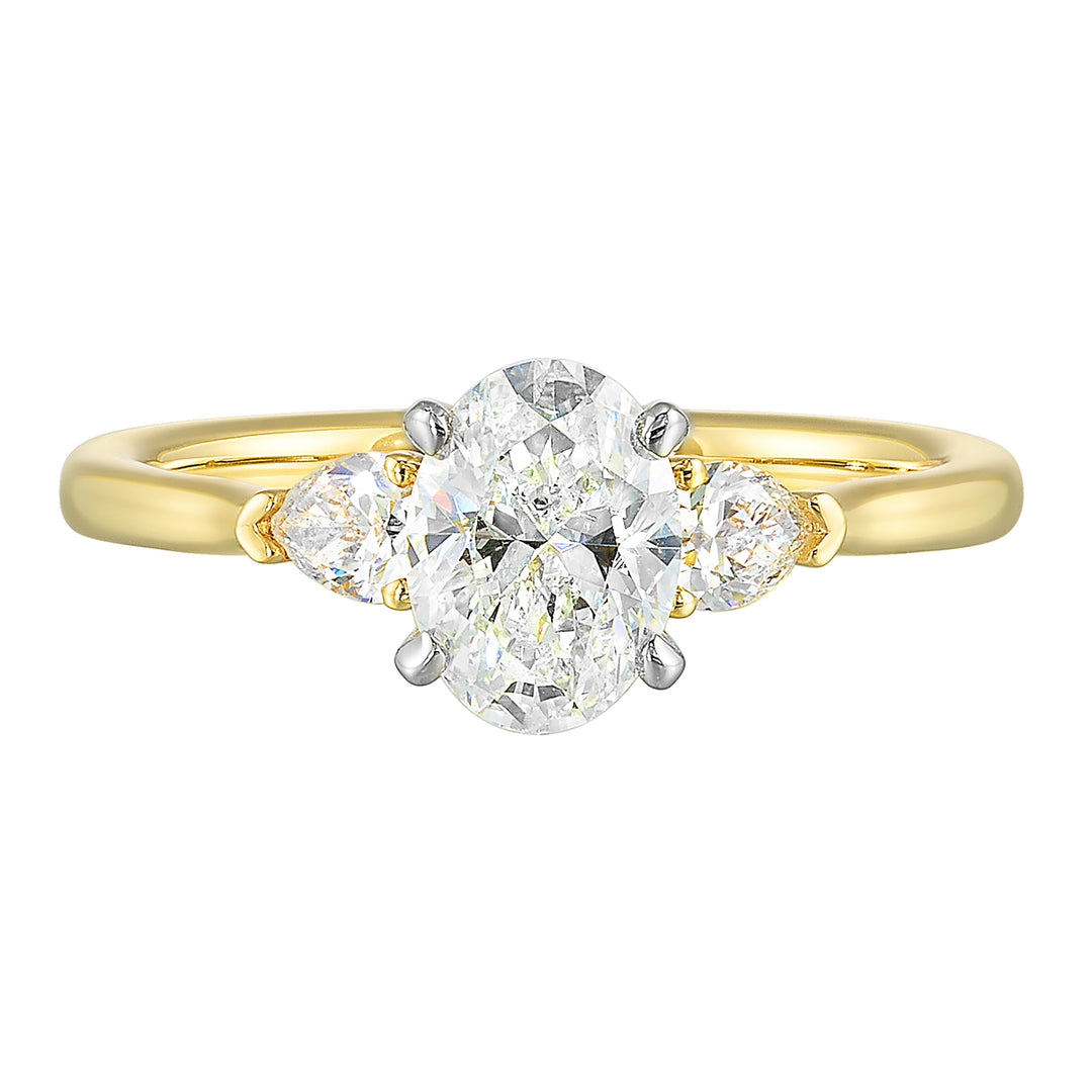 14Kt White Yellow Semi Mount 1/3Ctw For 1Ct Oval Center