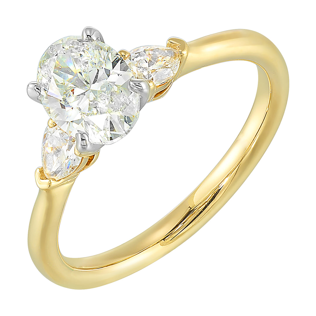 14Kt White Yellow Semi Mount 1/3Ctw For 1Ct Oval Center