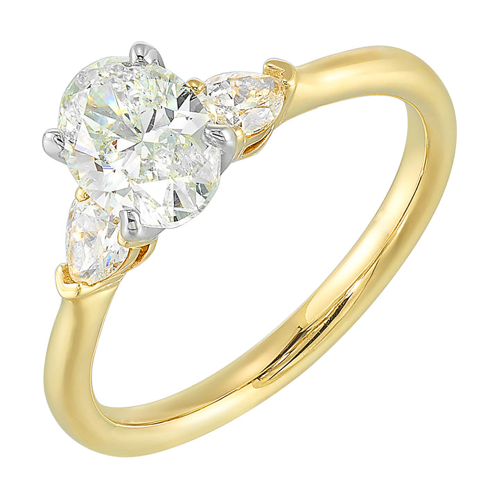 14Kt White Yellow Semi Mount 1/2Ctw For 2Ct Oval Center