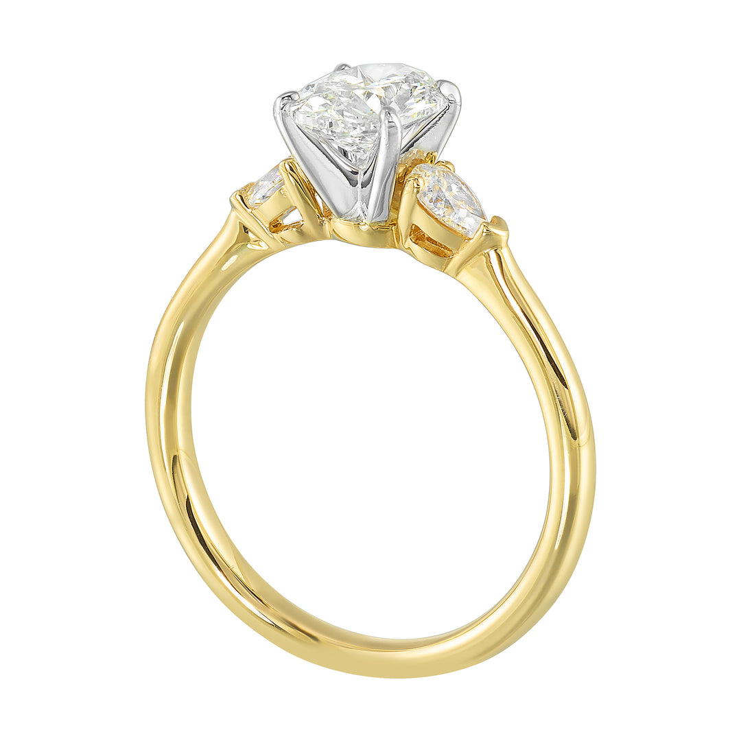 14Kt White Yellow Semi Mount 1/2Ctw For 2Ct Oval Center