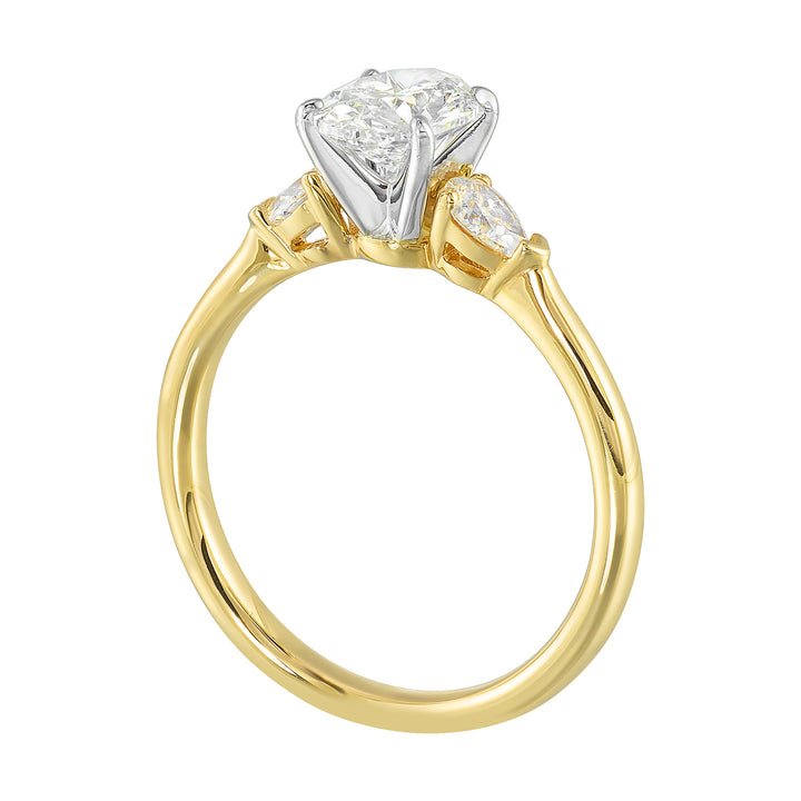 14Kt White Yellow Semi Mount 1/2Ctw For 2Ct Oval Center