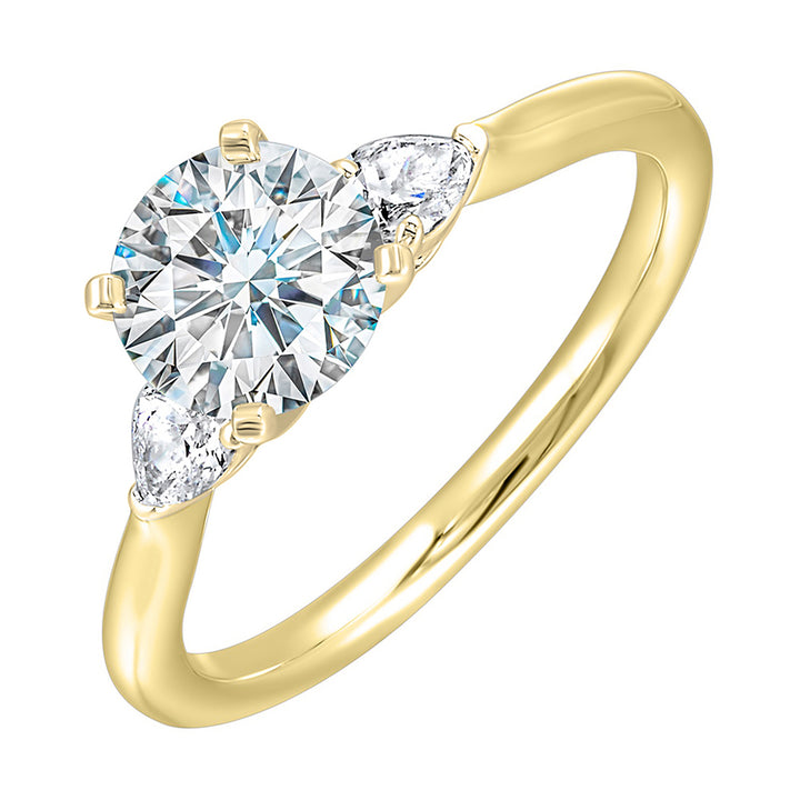 14Kt Yellow Semi Mount 3/8Ctw For 1 1/2Ctw Round Center