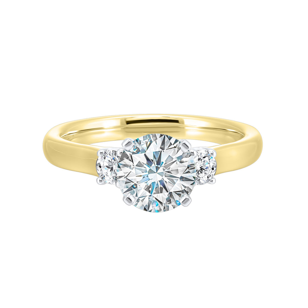 14Kt White Yellow Semi Mount 1/4Ctw For 1Ctw Round Center