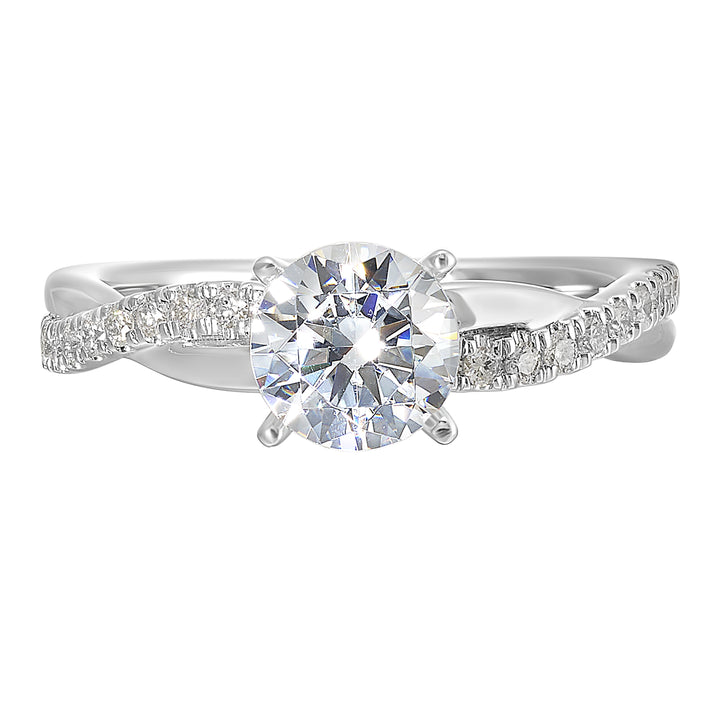 14Kt White Semi Mount 1/5Ctw For 2Ct Round Center