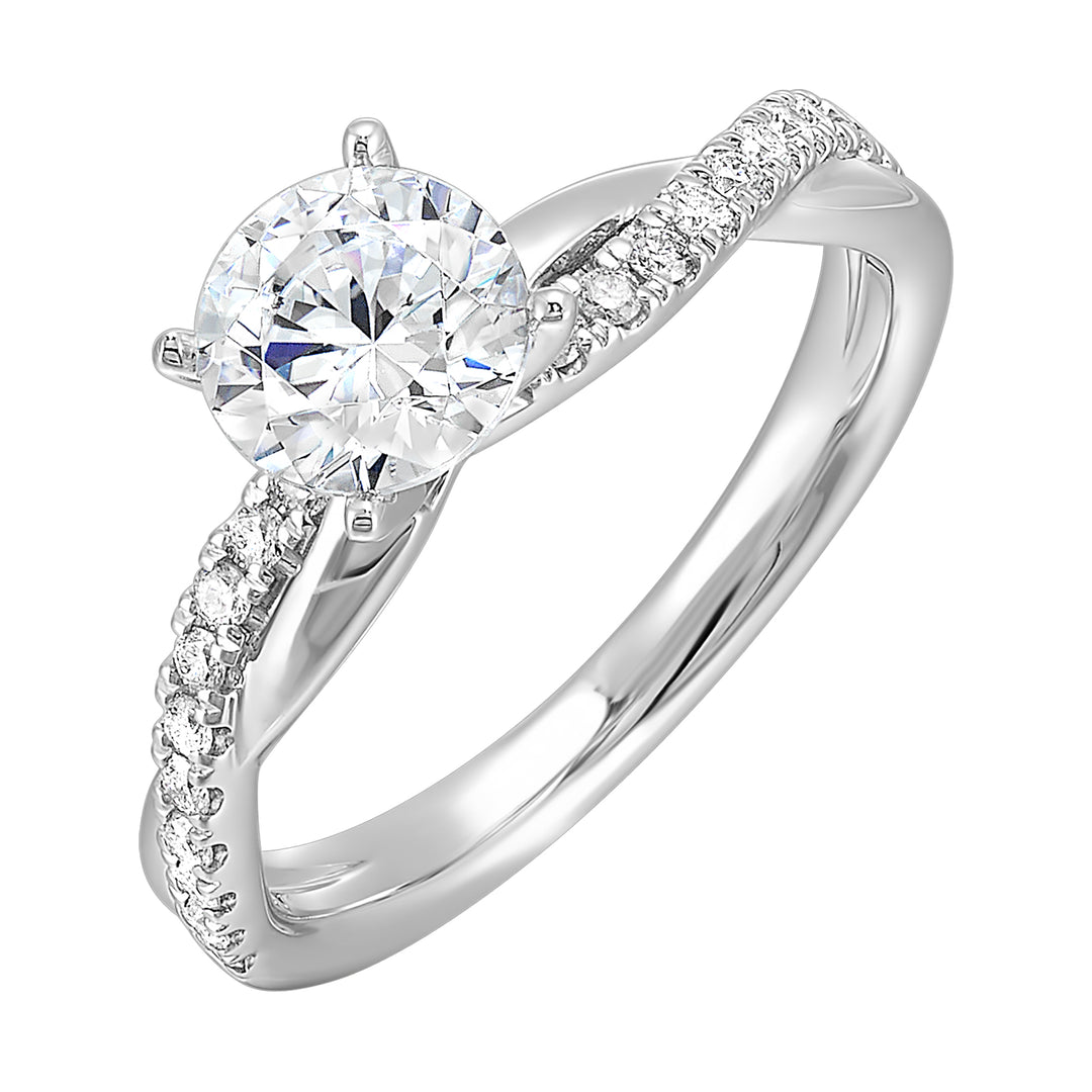 14Kt White Semi Mount 1/5Ctw For 2Ct Round Center