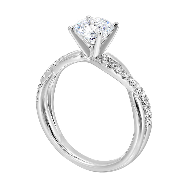 14Kt White Semi Mount 1/5Ctw For 2Ct Round Center