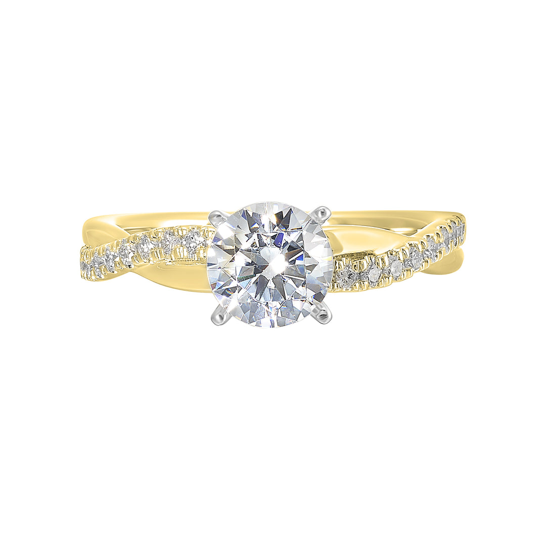 14Kt White Yellow Semi Mount 1/5Ctw For 2Ct Round Center