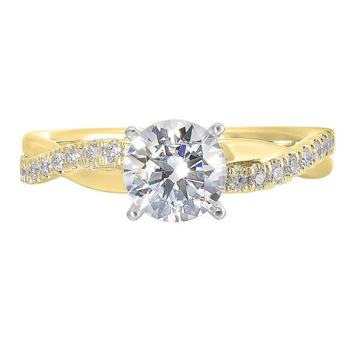 14Kt White Yellow Semi Mount 1/5Ctw For 2Ct Round Center