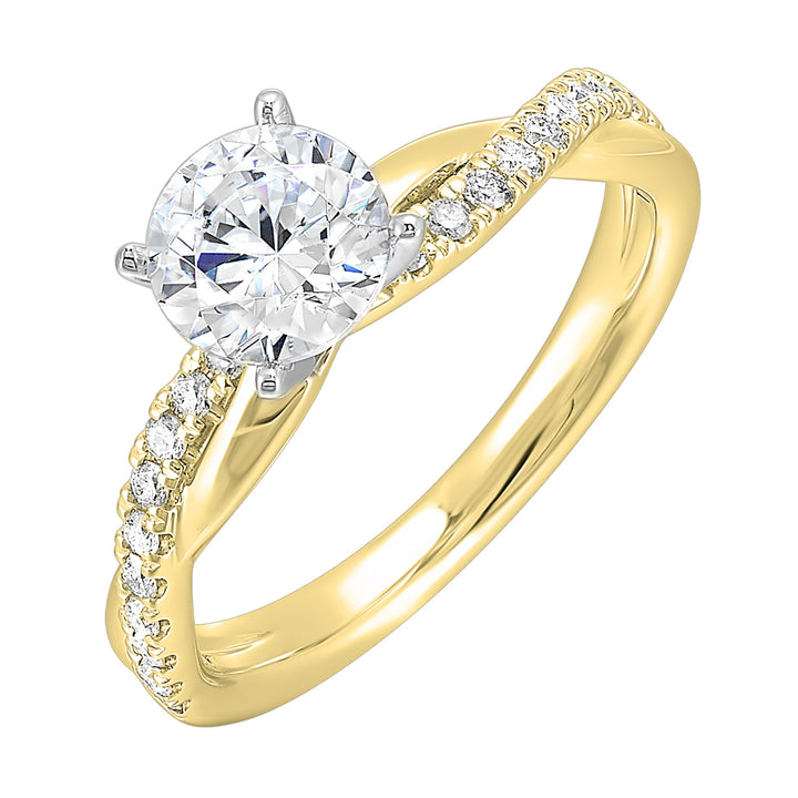 14Kt White Yellow Semi Mount 1/5Ctw For 2Ct Round Center