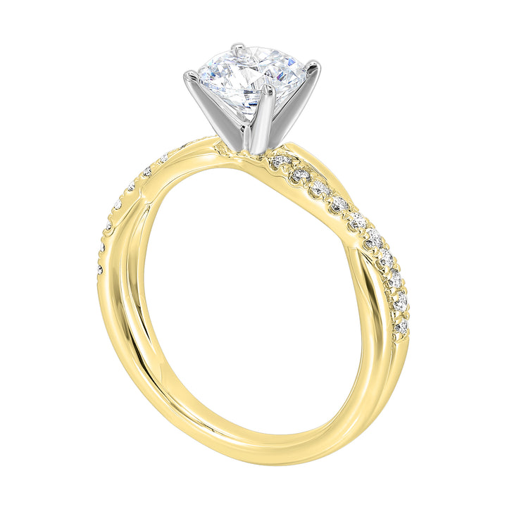 14Kt White Yellow Semi Mount 1/5Ctw For 2Ct Round Center