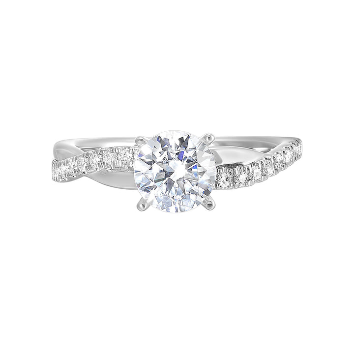 14Kt White Semi Mount 1/4Ctw For 3Ctw Round Center