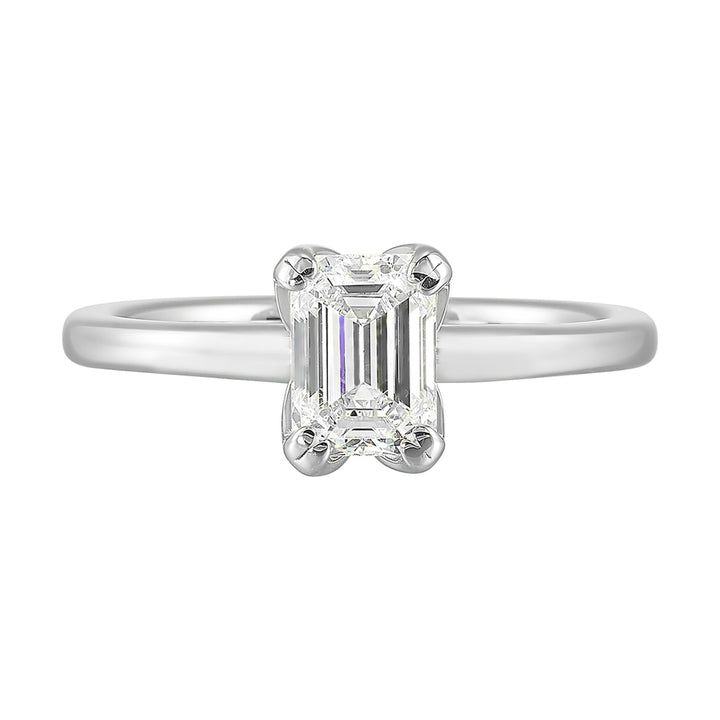 14Kt White Semi Mount For 1Ct Emerald Cut Center