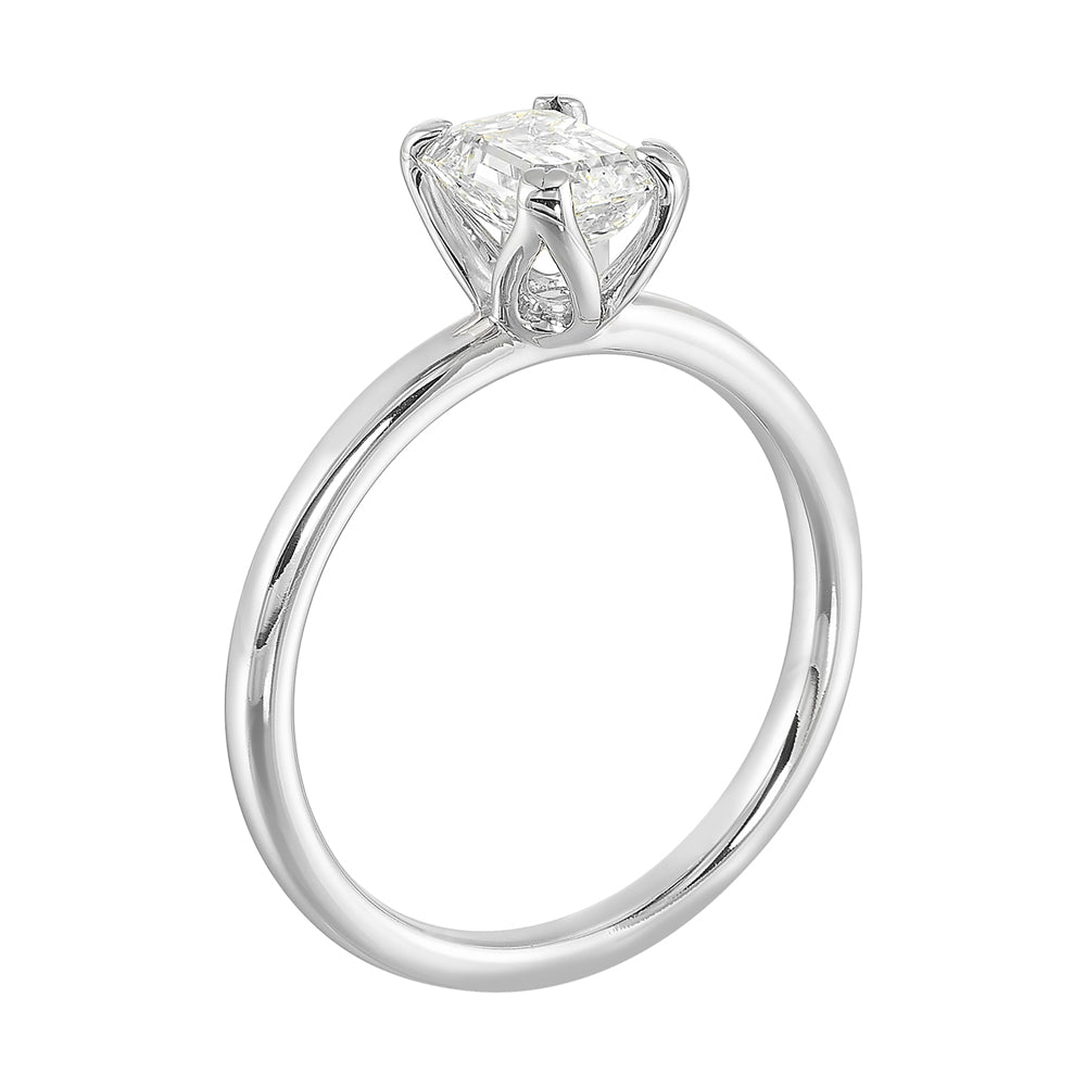 14Kt White Semi Mount For 1Ct Emerald Cut Center